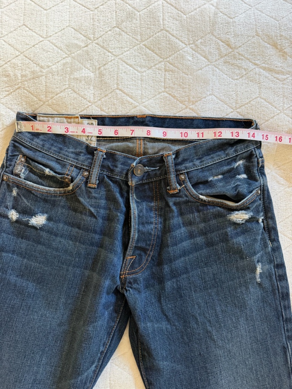 Abercrombie & Fitch Slim Straight Jeans Mens 30x32 Medium Wash Y2K Grunge Denim - Picture 11 of 14